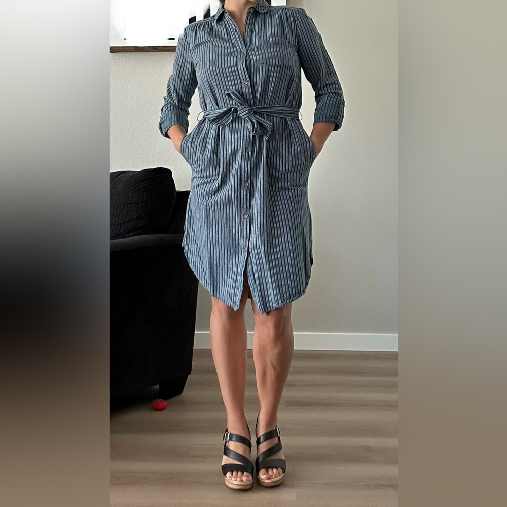 Anthropologie Blue and White Striped Dress